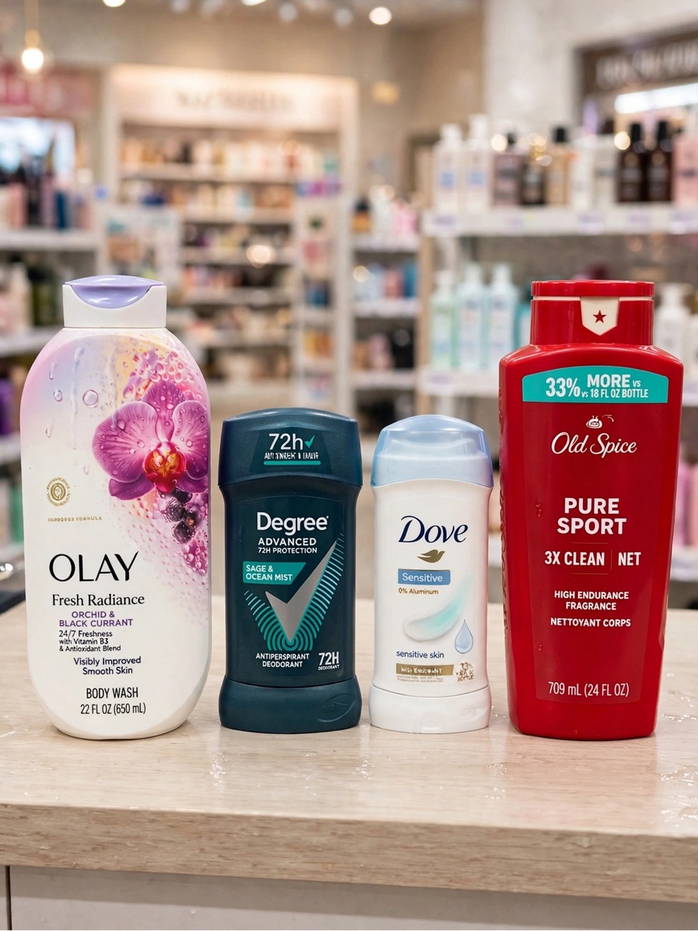 OLAY Fresh Radiance Body Wash in White and Pink Bottle